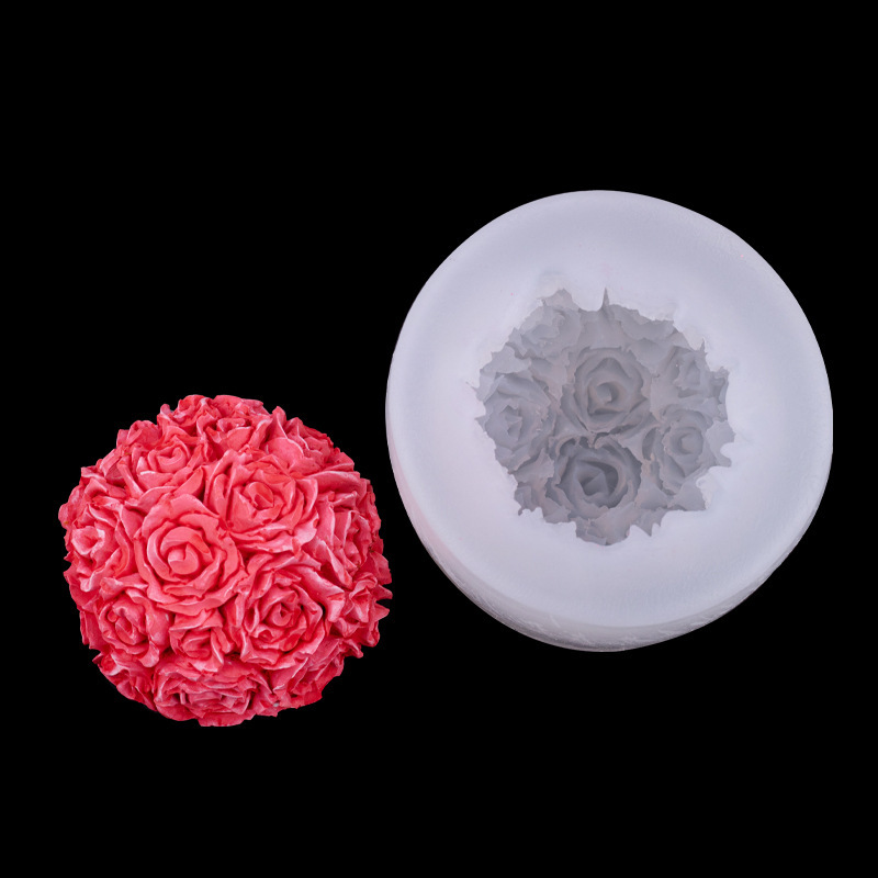 Molde de vela con forma de bola de rosa grande y pequeña Molde de yeso de aromaterapia de vela hecha a mano Decoración de pastel de fondant