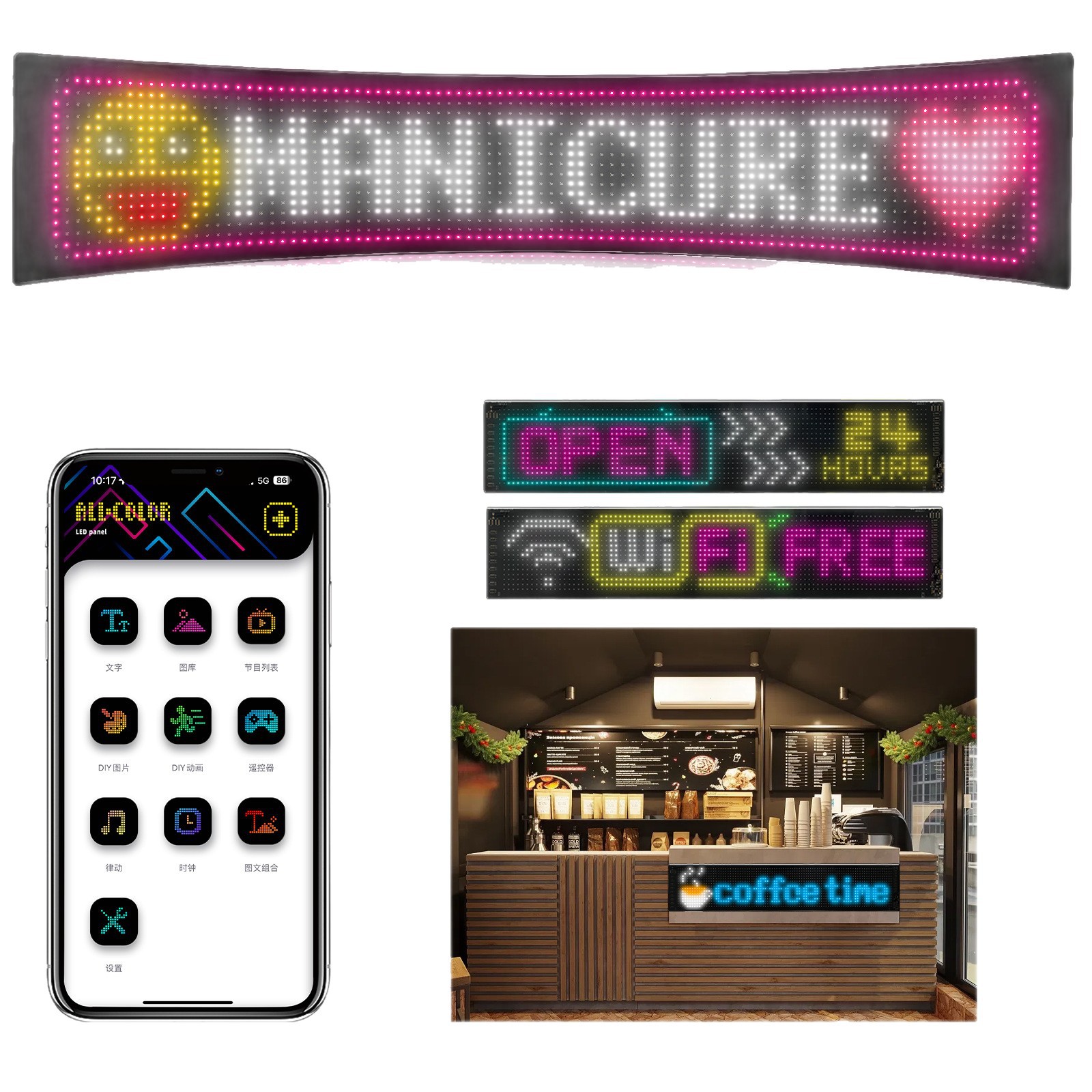 Pantalla flexible Serie completa Pantalla suave LED Coche Pantalla flexible APP Pantalla Bluetooth Pantalla de ventana comercial Fábrica de origen