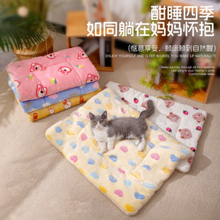 Pet Cat Flannel Cushion Blanket Autumn and Winter Thickened Warm Cover Cushion Dog Cat Nest Pet Supplies
