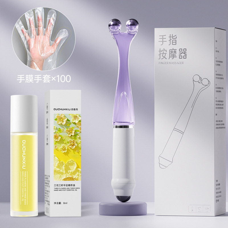 masajeador de rueda de dedo 4 abrazadera de perlas magnéticas masajeador de articulaciones de dedo tigre boca mano de cáñamo blanqueamiento mano delgada 5 perlas masajeador varilla