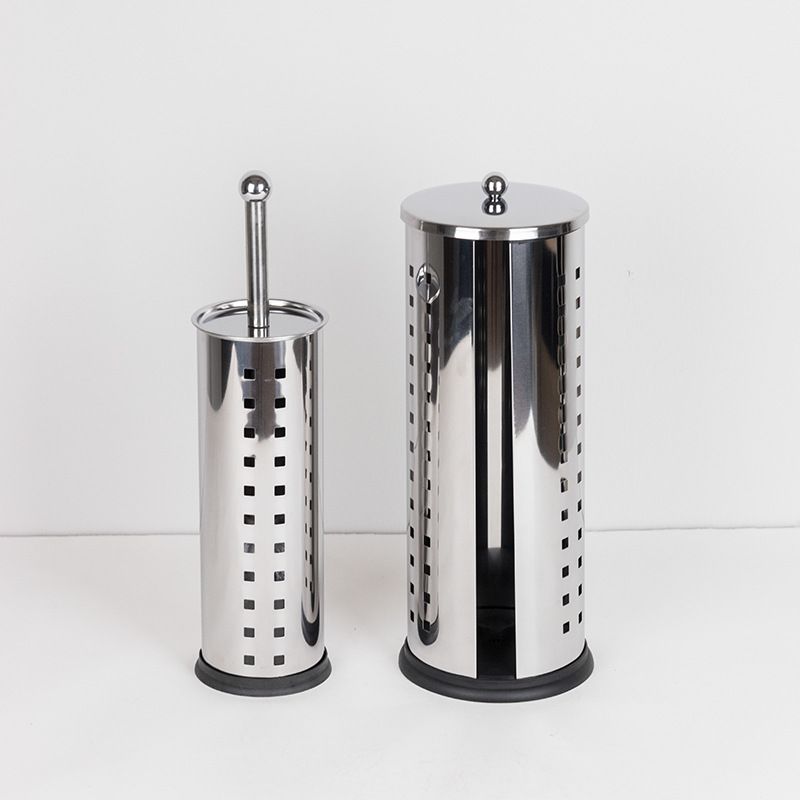 Ourunzhe cepillo de inodoro de acero inoxidable con base para limpieza del hogar cepillo de inodoro cepillo de limpieza de mango largo de pelo suave