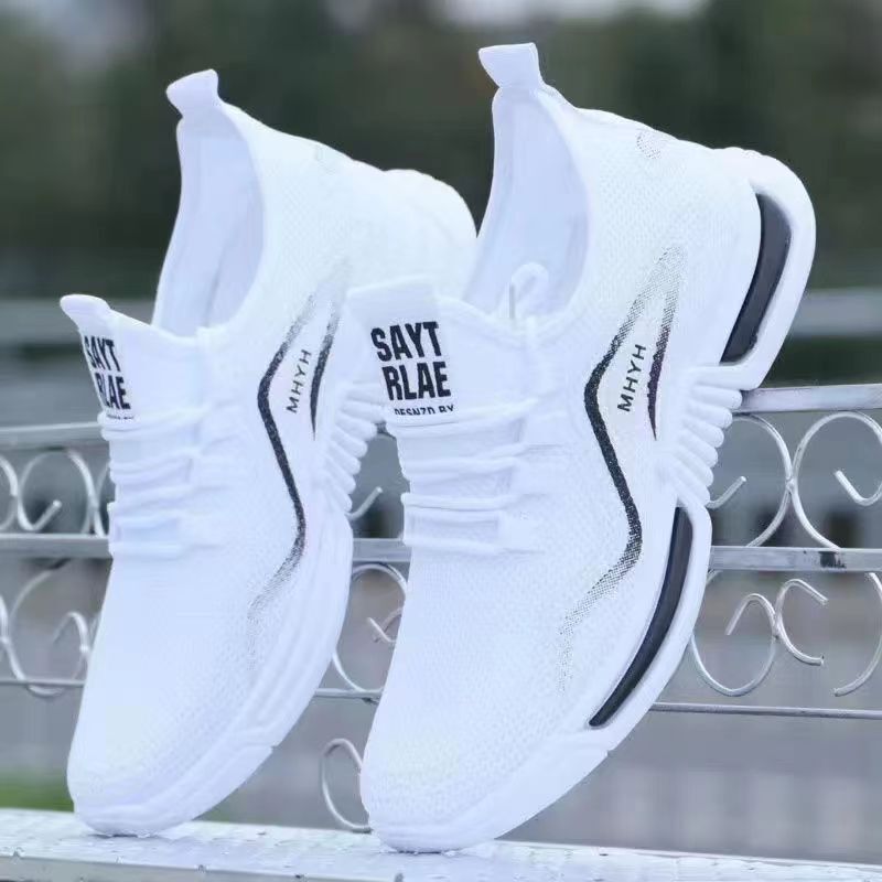 Running shoes men's shoes summer new sneaker comfortable breathable white shoes flying woven breathable casual shoes men's shoes