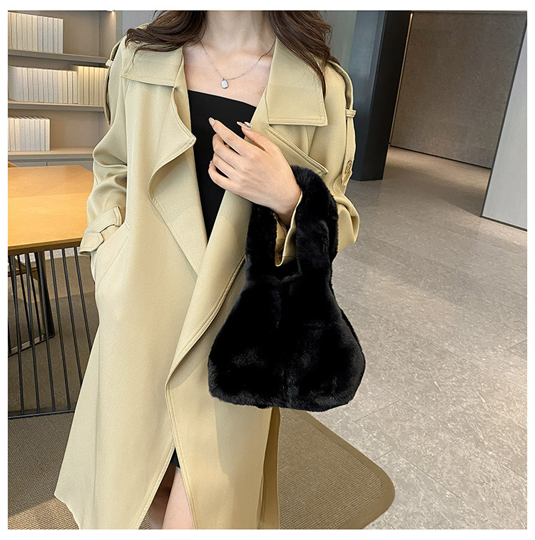New handbag for women in 2024 with a high-end feel, solid color plush bag, fashionable and versatile handbag, cute_voghion.com