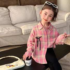 女童衬衫秋款2025新款儿童秋装上衣小衫洋气时髦女孩秋季大童衬衣
