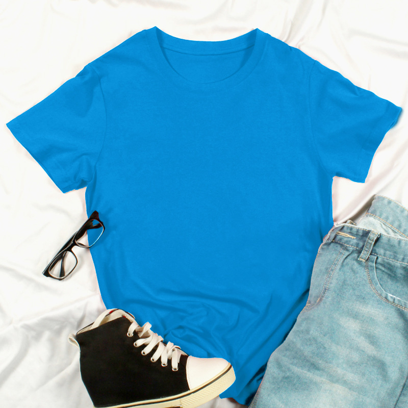 トレンドのラウンドネック、男女兼用無地半袖Tシャツ、純綿半袖、越境仕入れ|undefined