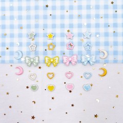 自粘愛心蝴蝶結鏤空五角星月亮刺繡貼服裝輔料心形鏤空刺繡補丁貼