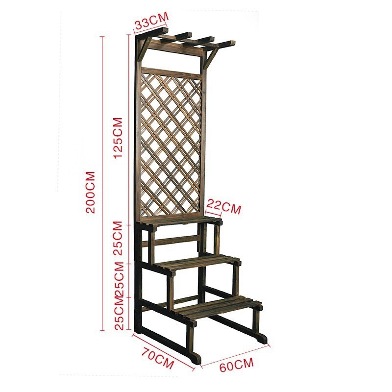 Soporte de flores de madera anticorrosión Soporte de maceta rejilla de piso estante de flores de patio interior madera maciza terraza de varios pisos al aire libre