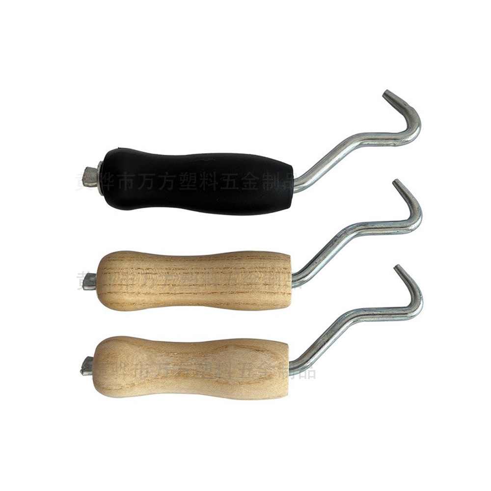 Fabricante en stock Dispositivo de anudado de pelo mango de madera hebilla gancho mango de plástico hebilla de acero mango de plástico hebilla