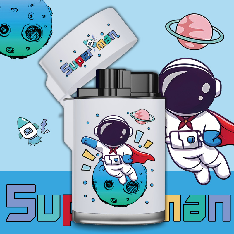 Nuevo encendedor a prueba de viento inflable con tapa solapada llama azul ultra-durable creativo personalizado encendedor en línea image 49