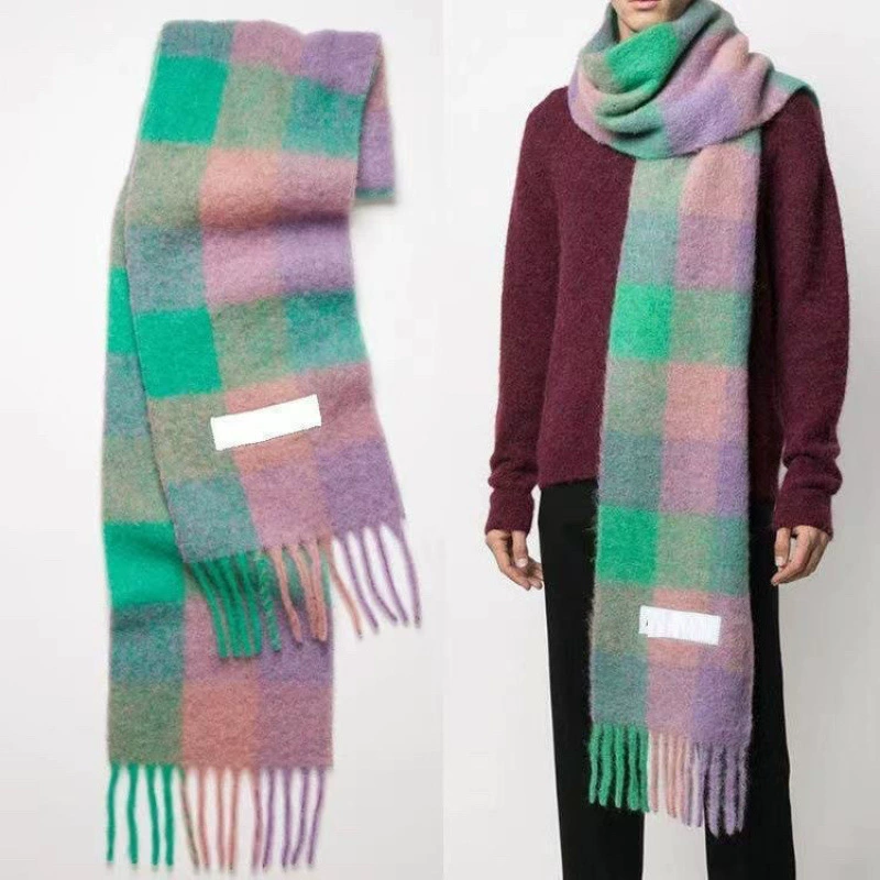 Демисезонный тёплый шарф с радугой цветов, накидка с кистями, европейский стиль