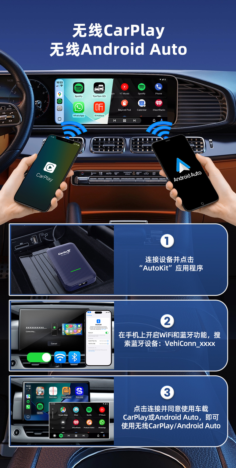 Cross-Border Android Android Auto Box 4.0 Carlinkit Wired to Wireless Carplay Box