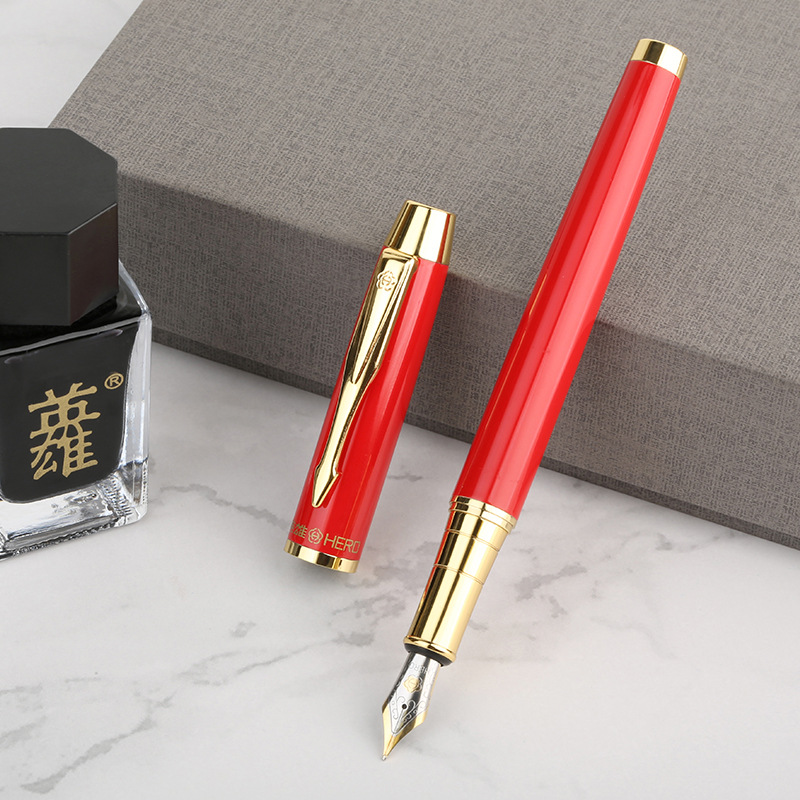 英雄7006筆墨套裝紅色銥金鋼筆禮盒裝辦公送人簽字筆支持免費刻字