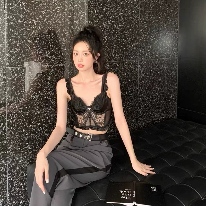 Thin tank top, T-shirt, underwear, lace sexy brace, push up bra, lifting effect, french style