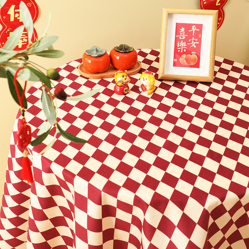 Waterproof and Oil-Proof Light Luxury High-End Red Round Tablecloth for New Year, Mahjong Table, Dining Table, Disposable Table Mat