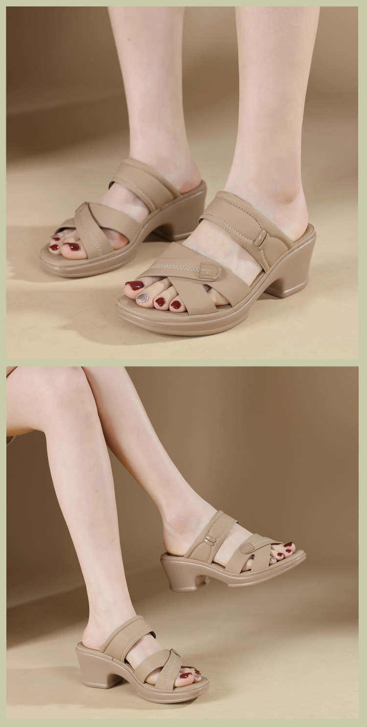Dép sandal nữ quai chữ V đế xuồng mềm chống trượt — màu đen, xanh lá cây, màu mơ chi tiết 7