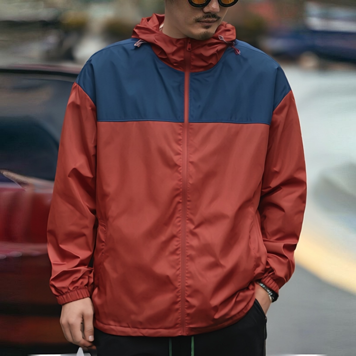 American Contrasting Color Splicing Sun Protection Clothing Summer Light and Breathable Upf50+ Loose Casual Jacket for Male and Female Students and Couples