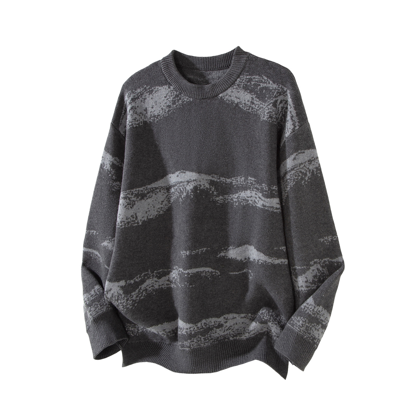 Autumn Winter New Round Neck Pullover Jacquard Knit Men Loose Fit Versatile Casual Sweater Price Control 13_voghion.com