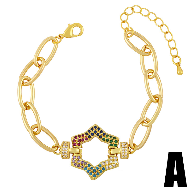 Women's Simple Colored Diamond Bracelet Thick Chain Hip-hop Girlfriends Bracelet display picture 7