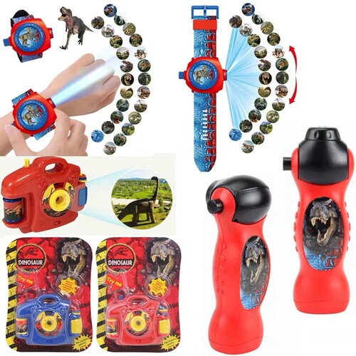 Exclusive Cross-Border Dinosaur Projection Light Toys for Children, Projector Flashlight, Projecting Watch, Camera, Bedtime Stories