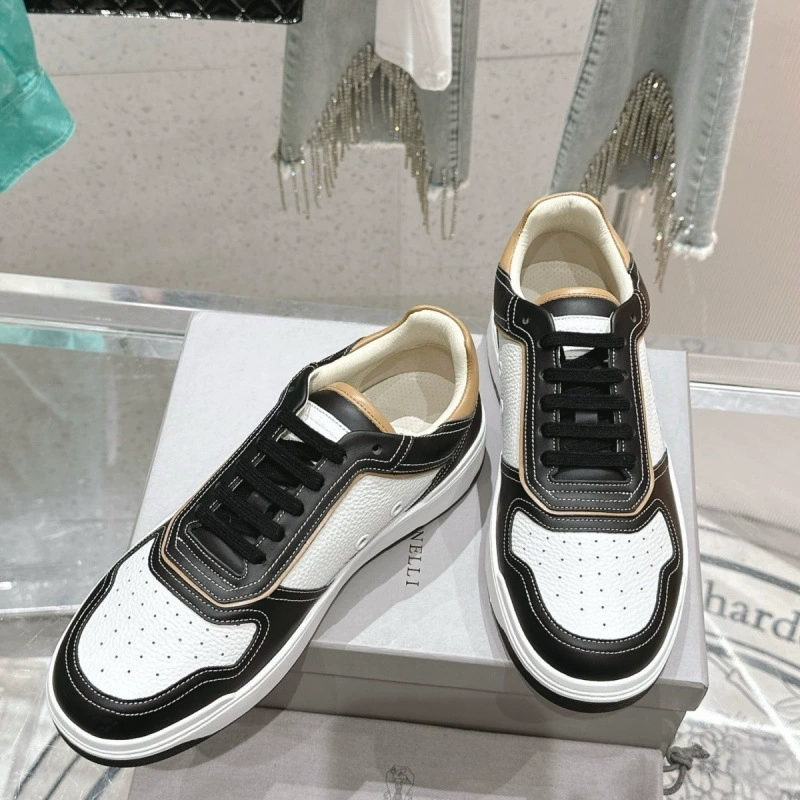 Мужские туфли Brunello, доступная роскошь, модный стиль, новые мужские кроссовки из коровьей кожи с низким верхом, британские повседневные кроссовки, нишевая модная обувь