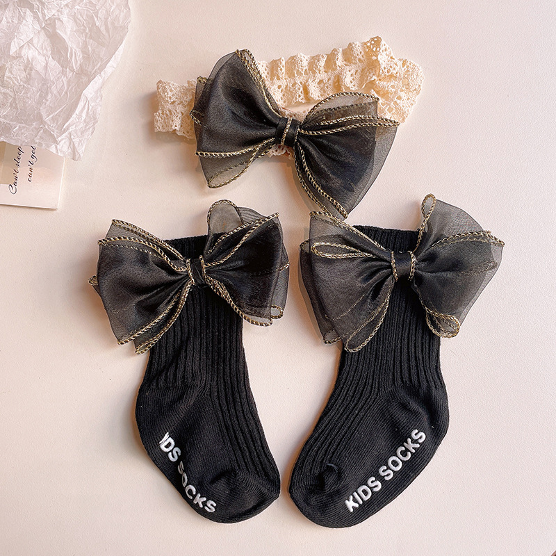 Kid'S Gender Cute Sweet Flower Bow Knot Ribbon Lace Sequins Handmade Hair Band