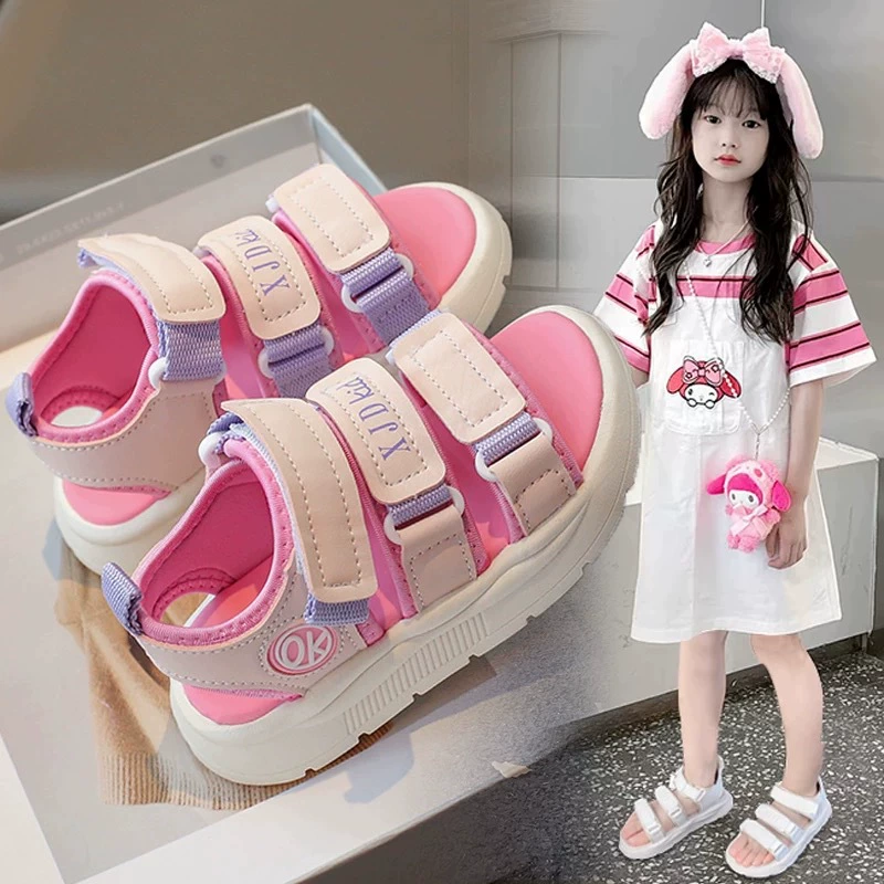 Детская обувь Детская пляжная обувь 2025 Летние новые девушки спортивные сандалии