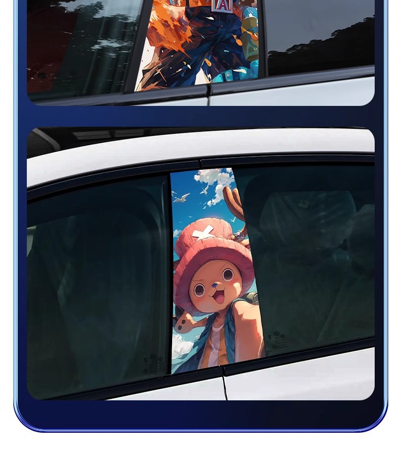 One Piece Sticker Car Middle Column Sticker Personalized Creative B- pillar Protective Film Decorative Sticker Middle Column Animation Sticker
