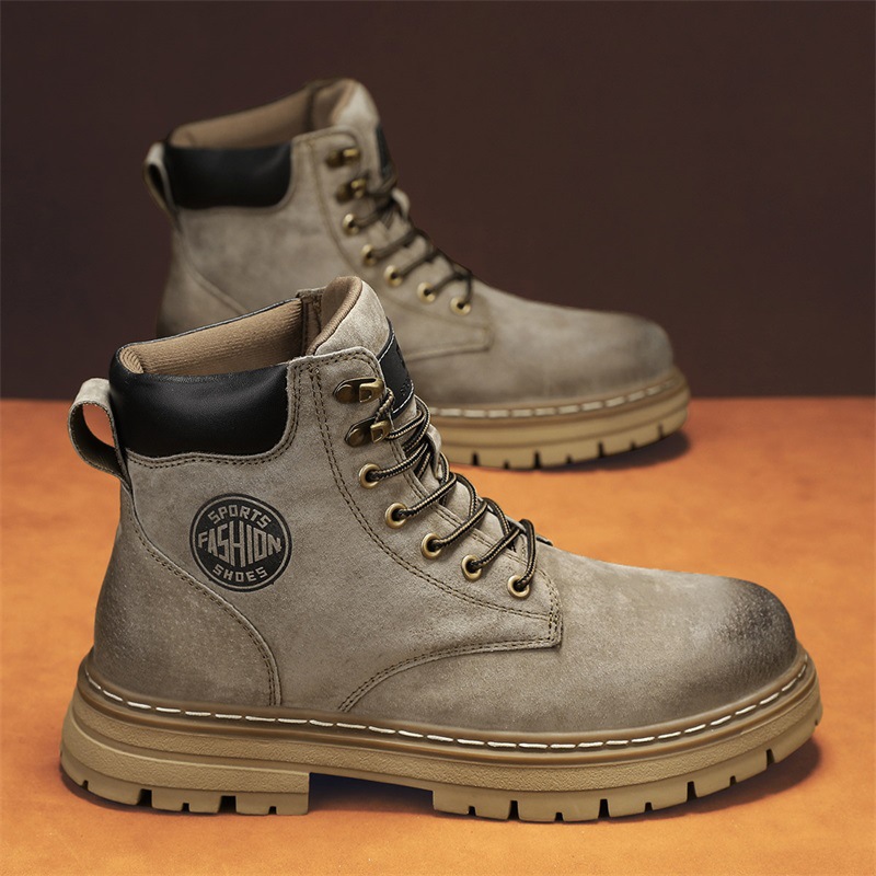 Otoño y invierno tendencia de cuero casual botas Martin para hombres ropa de estilo británico botas de hombre moda calentamiento zapatos de hombre pareja