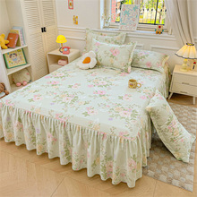 A类全棉纯棉床裙韩版印花ins小香风可爱风小清新公主风单床裙-9