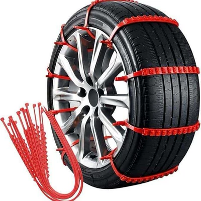 Factory wholesale car anti-skid chains, winter snow tire straps, outdoor universal wear-resistant tire anti-skid chains (Tire snow chain) - 34g-thickened-version-40-piecesred