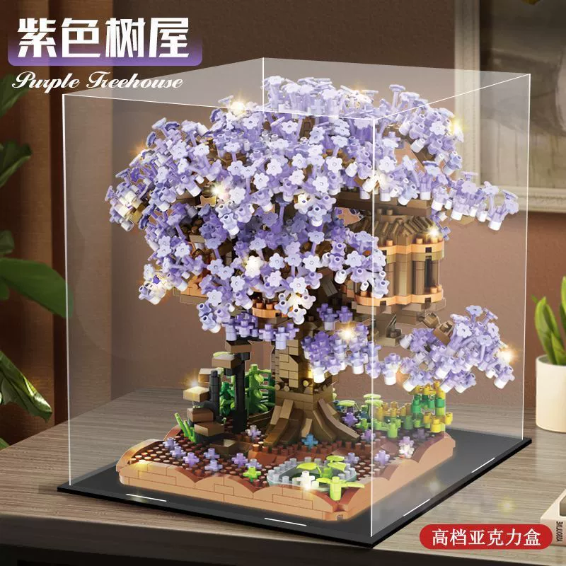 Конструктор Building Set Legо Cherry Blossom Tree, маленькие кирпичики, варианты LED и из акрила, подарок на день рождения