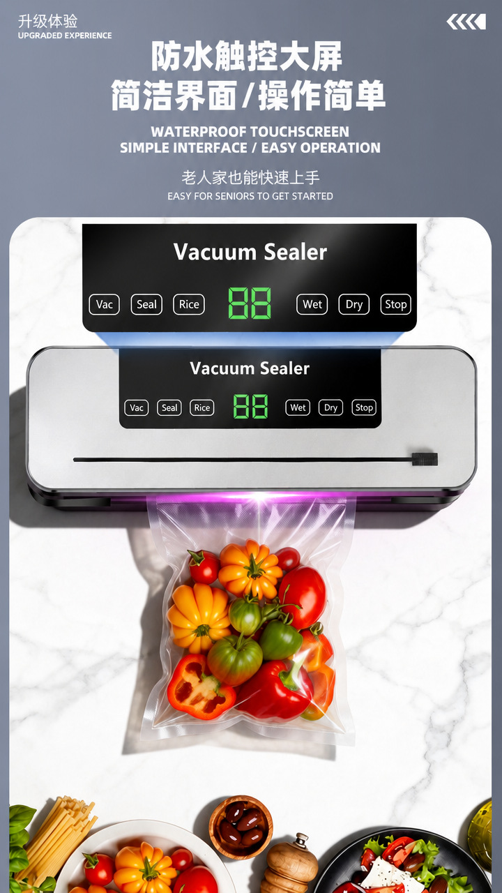 Cross-Border Source Factory Dual-Pump Vacuum Sealer Fully Automatic Household Food Preservation Sealing Machine Dry and Wet Dual-Use Packaging