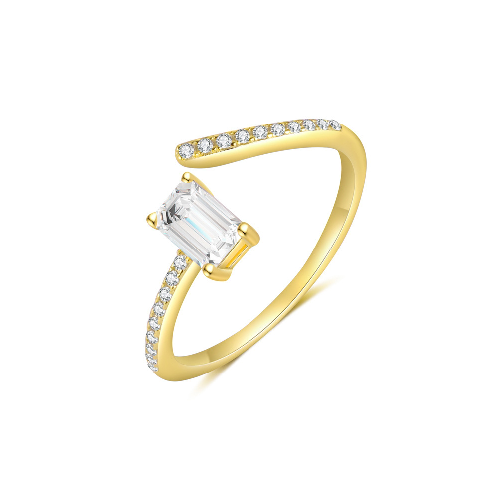 2g Weight Electroplated Gold Plating Process Open Rings, Rings Classification Adjustable Ring Size 1 Piece Quantity Date, Tea Party Occasion 925 Sterling Silver Material Geometric, Cross Pattern All Seasons Season Women's Gender Casual, Simple Style Style 1 Piece 925 Sterling Silver Geometric Cross Electroplated Open Rings Rings 4