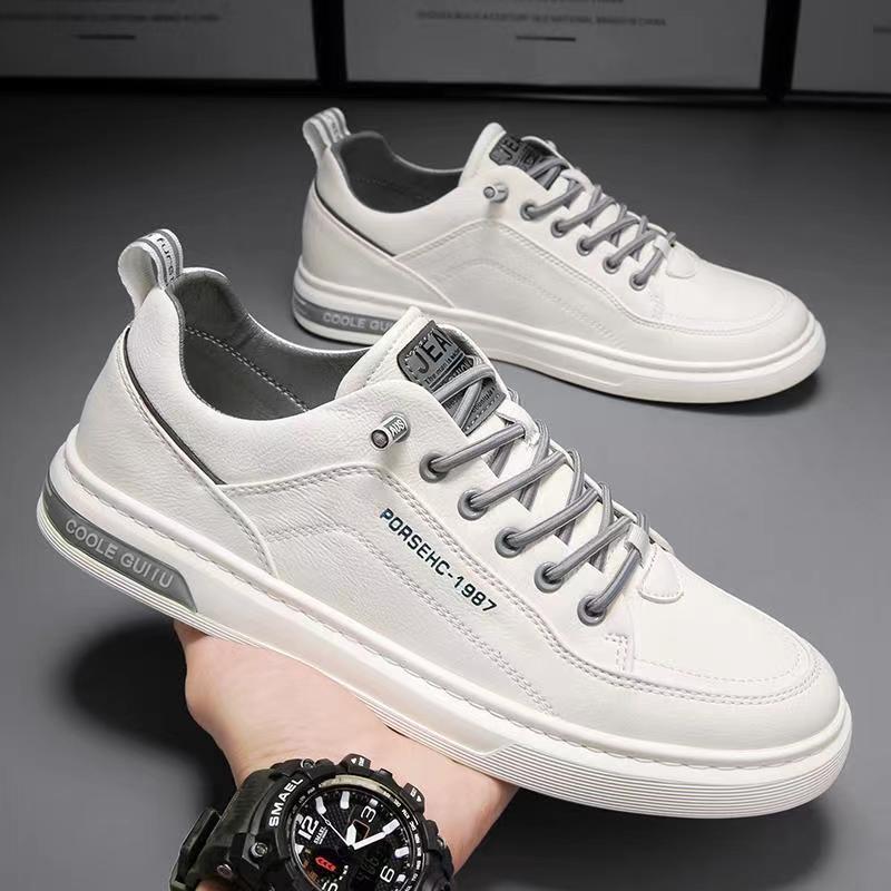 Men's Shoes Spring New White Shoes Leather Panel Shoes Men's Casual Leather Shoes All-match Student Shoes Men's Trendy Board Shoes Men's Shoes Spring New White Shoes Leather Panel Shoes Men's Casual Leather Shoes All-match Student Shoes Men's Trendy Board Shoes