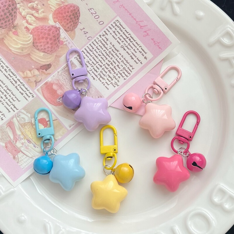 Fat Star Bell Keychain Fun Candy-colored Five-pointed Star Pendant Ins Girl Couple Girlfriend Gift