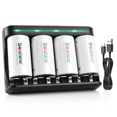 Soshine No. 1 D-Type Hibrid akkumulyator batareyaları - 4-pack-aa-12v-11000-mah-rechargeable-batteries-with-charger-c02
