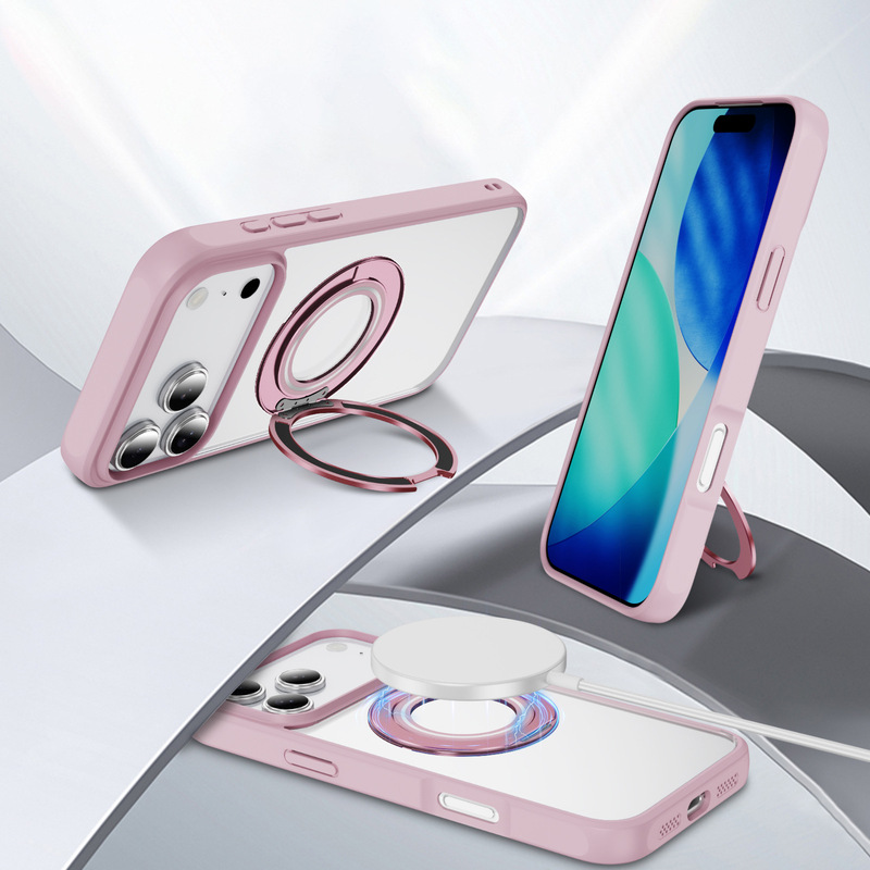 透明支点壳磁吸旋转支架适用苹果17手机壳防摔耐黄iphone16保护套|undefined