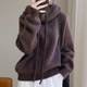 Europe and the United States cross-border pile collar lazy wind sweater women's 2025 winter new solid color loose thick sweater top tide