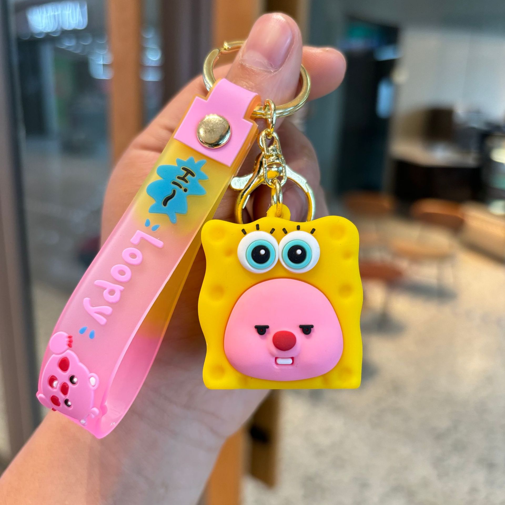 Nuevo pequeño castor llavero colgante polvo castor bolso de coche llavero de muñeca agarrar máquina llavero pequeño regalo