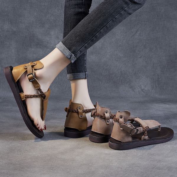 Fashionable sandals English style open toe flat