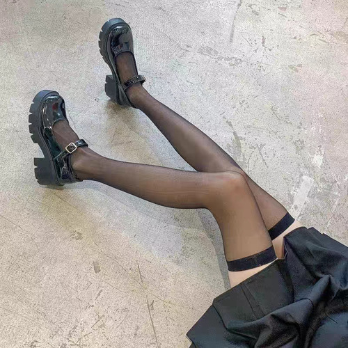 Black Sheer Knee-High Socks with Over-the-Calf Design, Summer Fashion Thigh High Socks, Thin White Mesh Socks A8