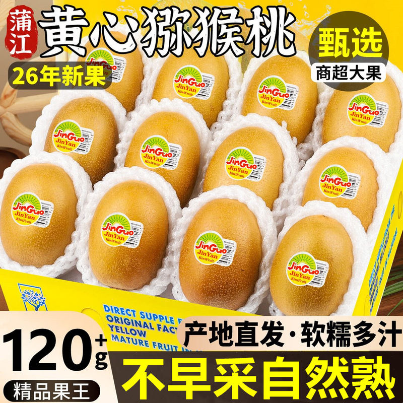 Fresh large golden kiwis from Pujiang, Sichuan, seasonal fruit for pregnant women, whole box with free shipping