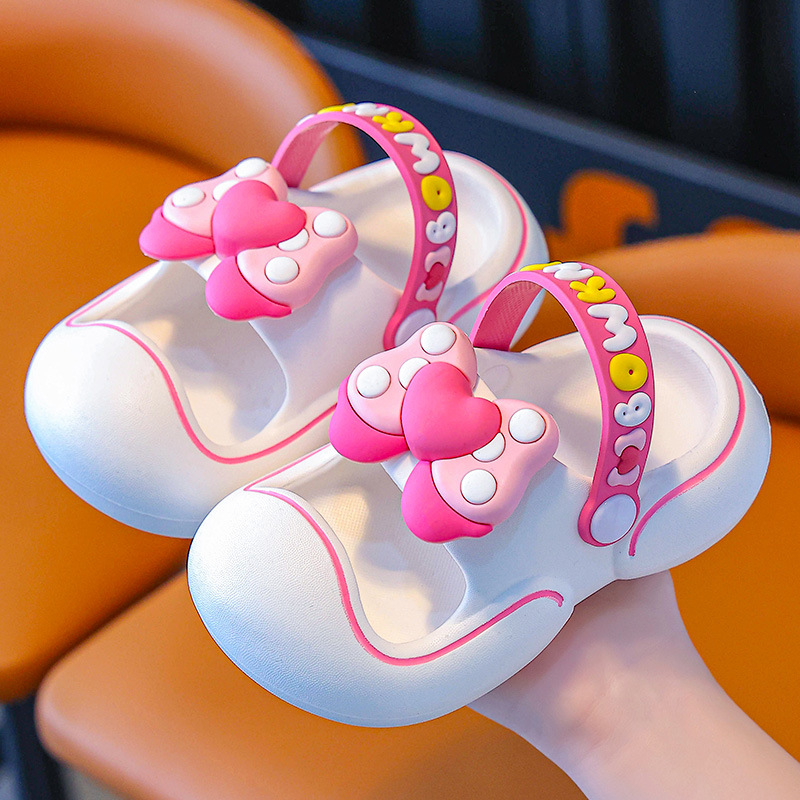 Zapatillas infantiles princesa viento fuera antideslizante agujero de fondo suave zapatos de arco para niñas zapatos de cabeza de bebé niños