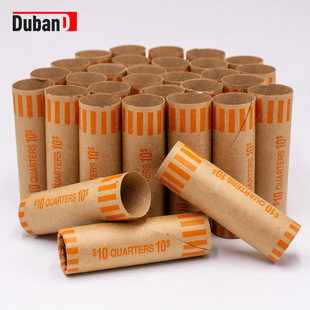 91Pcs Orange Quarters Accurate Capacity Dollar Coin Management Paper Tube, High Quality Kraft Paper Roll