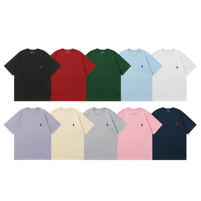 26S Cross-Border Foreign Trade New Basic Style Pony Embroidery Collection Cotton Round Neck Multi-Color Unisex Short-Sleeve T-Shirt 26S Cross-Border Foreign Trade New Basic Style Pony Embroidery Collection Cotton Round Neck Multi-Color Unisex Short-Sleeve T-Shirt