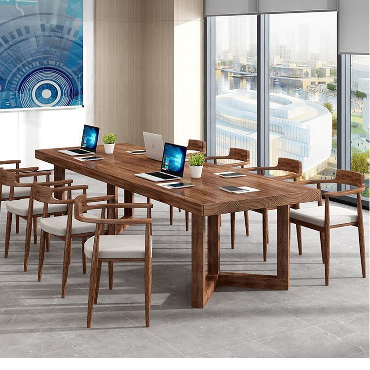 Desk Conference Table Modern Simple Solid Wood Library Reading Room Table Conference Room Training Negotiation Table and Chair Combination