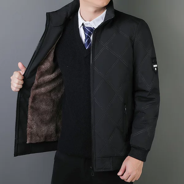 New winter stand-up collar windproof thickened warm men's cotton coat, casual commuting loose jacket, trendy and versatile