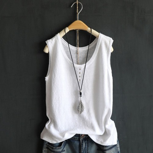 V-neck button-down loose fit plus-size summer shirt, slimming base top, solid color spaghetti strap t-shirt