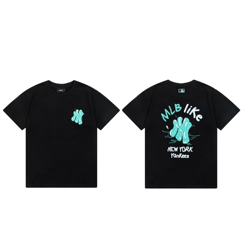 クロスボーダーMLB新ロゴ刺繍ファッション半袖フルプリントルーズTシャツ男性と女性用、ドロップシッピング|undefined