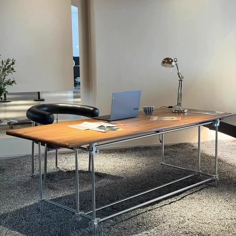 Siyuan Optical Axis Elm Wood Desk Retro Style Office Desk Designer Dining Table Studio Conference Table Siyuan Optical Axis Elm Wood Desk Retro Style Office Desk Designer Dining Table Studio Conference Table